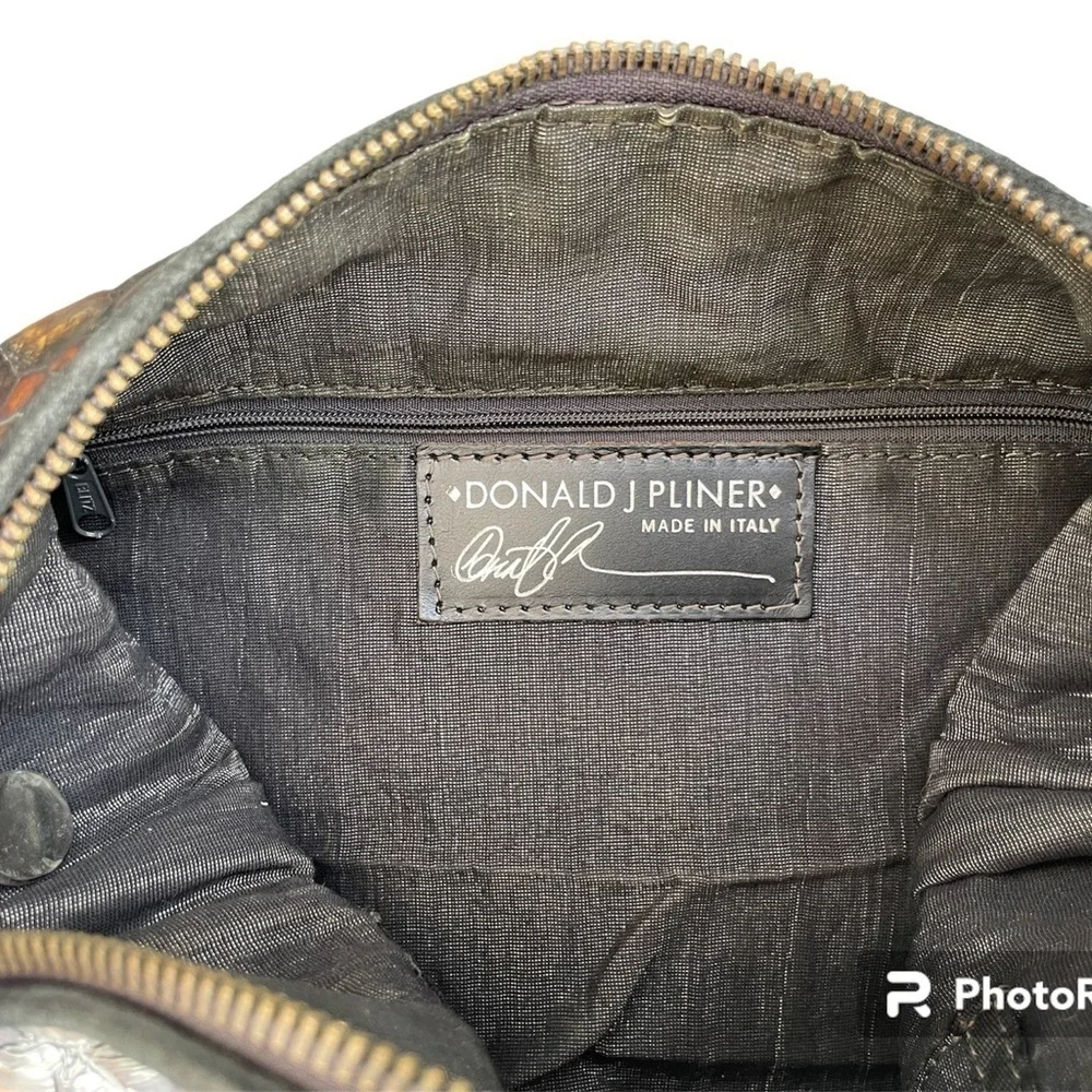 Donald J. Pliner Made In Italy Patent Embossed Croc Hobo Bag